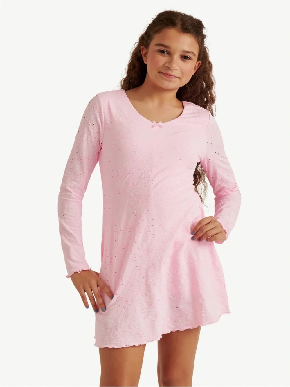 Justice Girl's Pink Skater Dress with Long Sleeves Size Large (12-14)